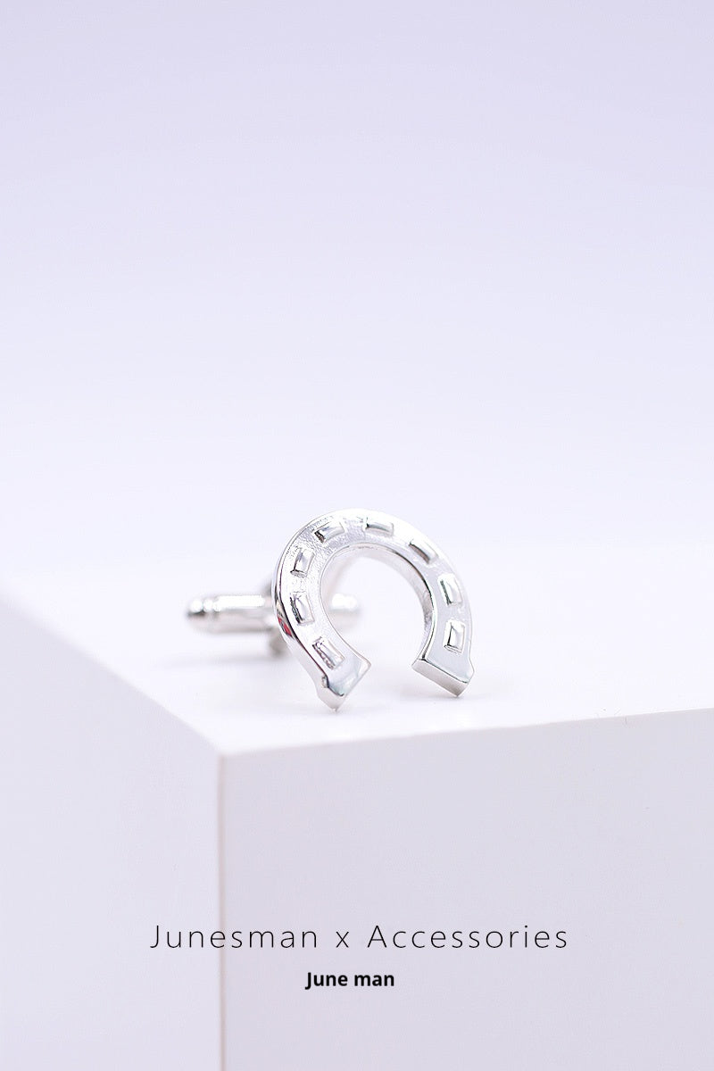 Customized Brass Men's Cufflinks - 6th Iron Anniversary Horseshoe Design