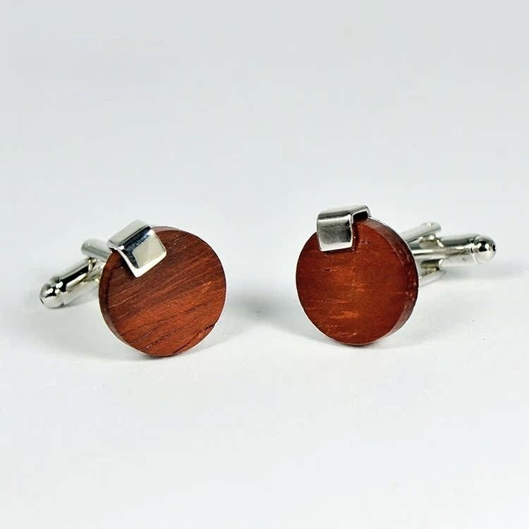 Customized Redwood Men’s Cufflinks - 5th Anniversary Handcrafted with Gift Card