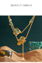 Customized Vintage Bronze Sanxingdui Necklace - 8th Anniversary Enamel Layered