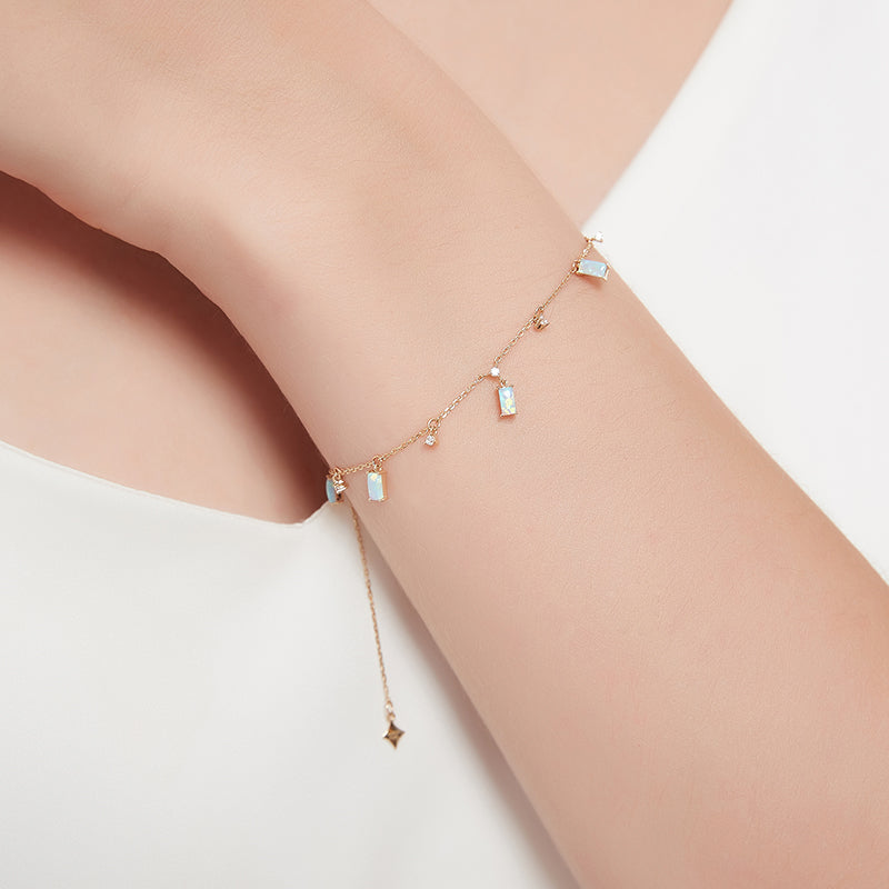Blue Opal 14K Gold Square Bracelet