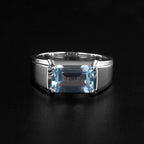 925 Sterling Silver Topaz Men's Ring 4.6ct