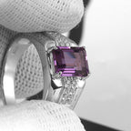 Silver Amethyst Men's Ring 2ct 7*9mm