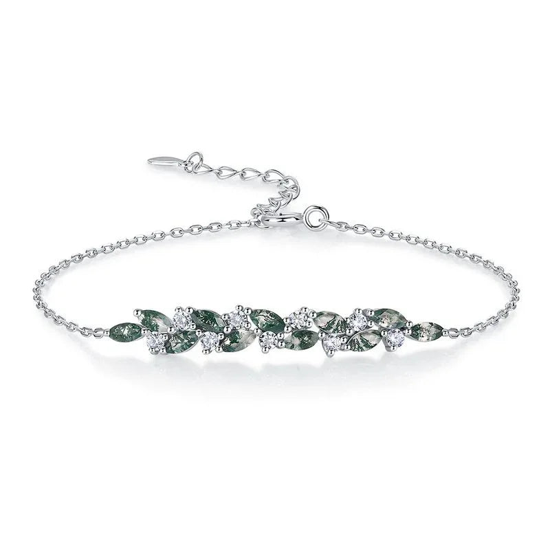 Vine Adjustable Moss Agate Bracelet - OOAKB