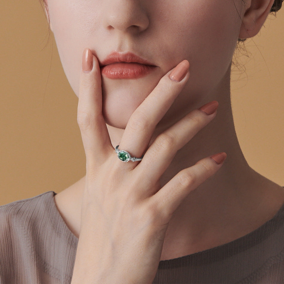 Moss Agate Open Ring Unisex