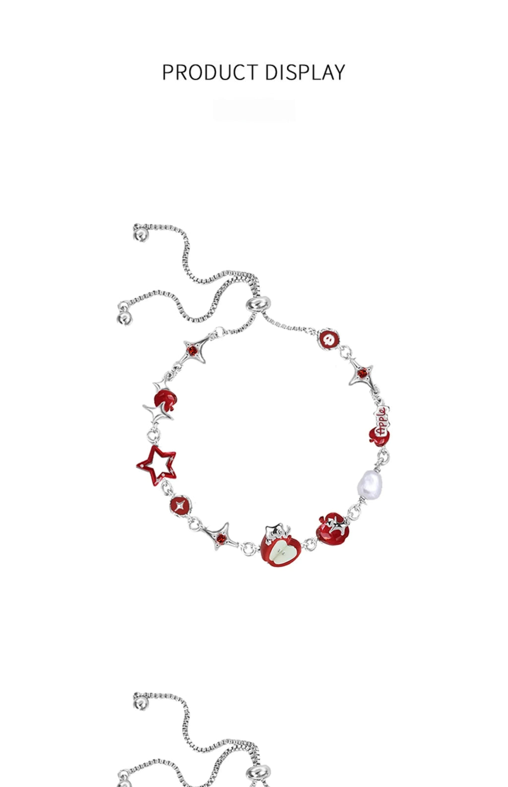 Apple & Star Bracelet - Copper Alloy Adjustable - OOAKB