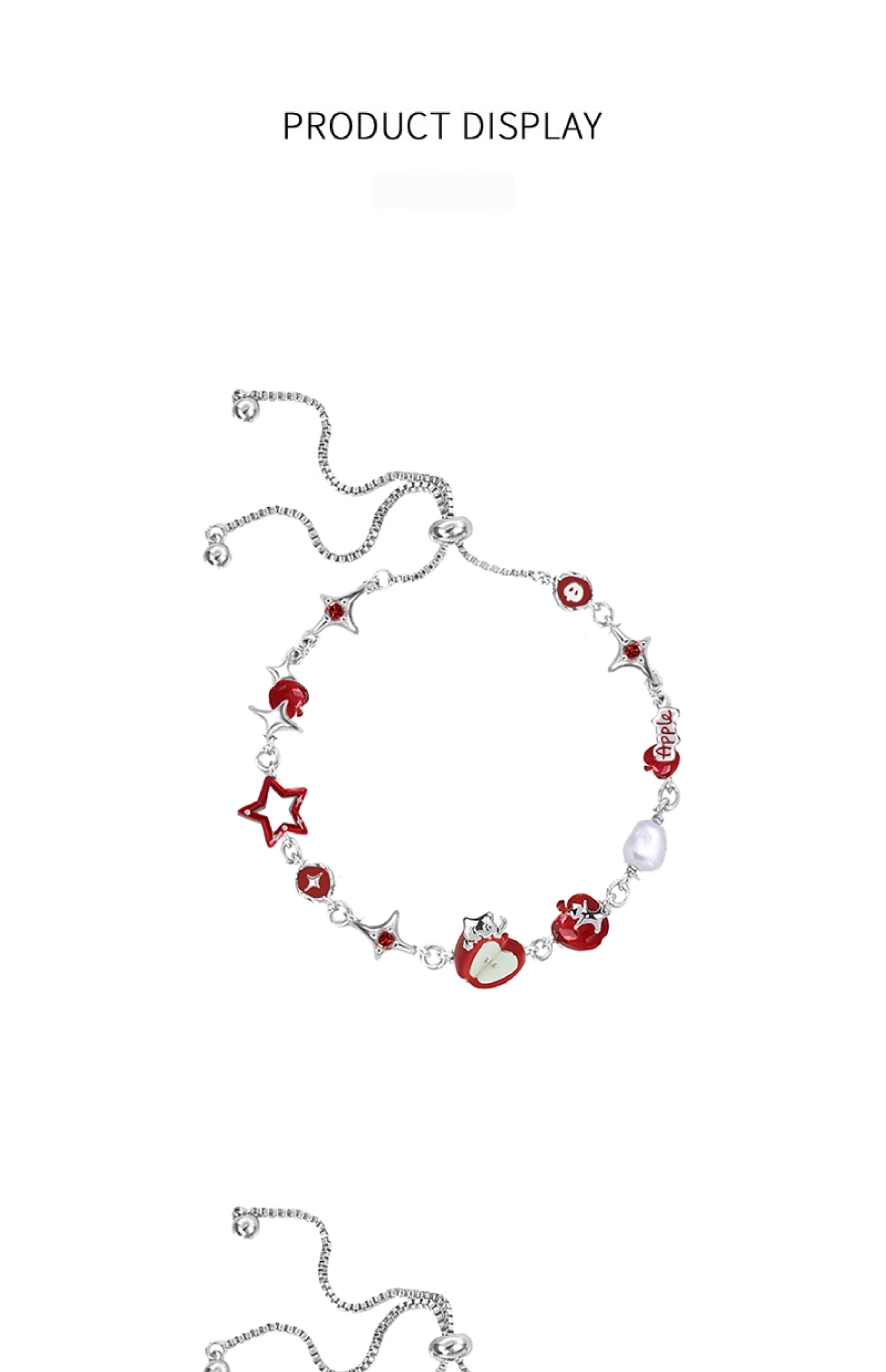 Customized Apple & Star 4th Fruit & Flower Wedding Bracelet - Copper Alloy Adjustable