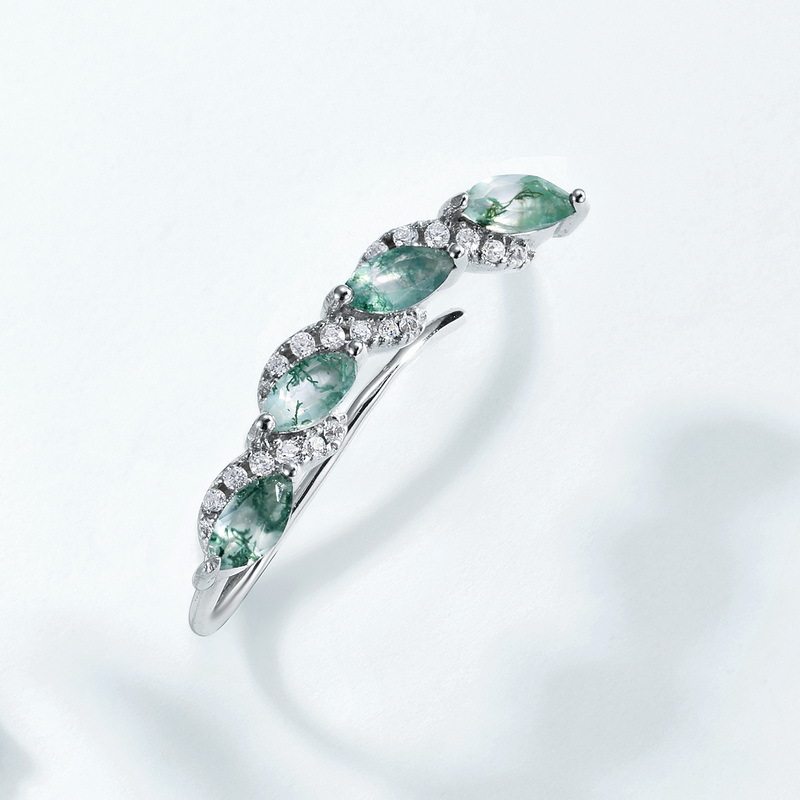 Personalized Geometric Moss Agate Earrings