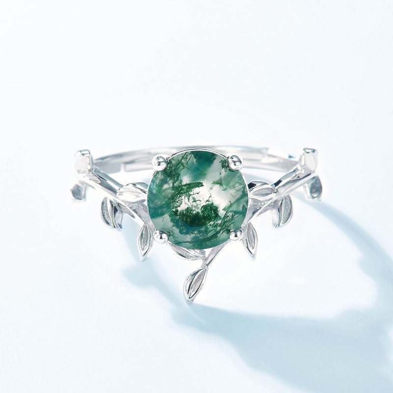 New Style Moss Agate Open Ring