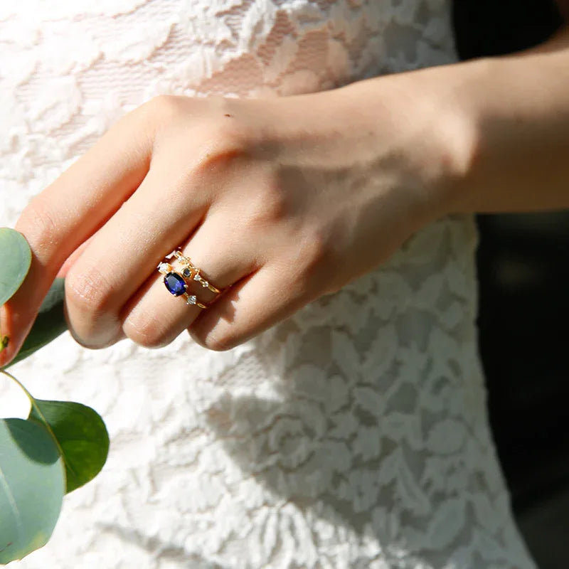 Sapphire S925 Silver Open Ring - OOAKB