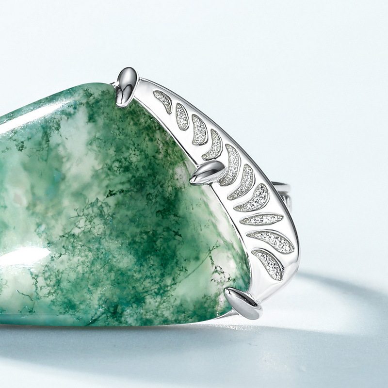 Fashion Stackable Moss Agate Ring