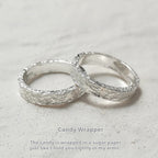 Customized Tin Foil Texture S999 Silver Couple Rings - 10th Anniversary Engraved