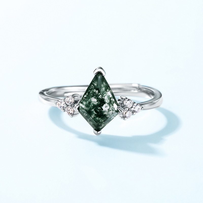 Moss Stone Geometric Fashion Ring Unisex
