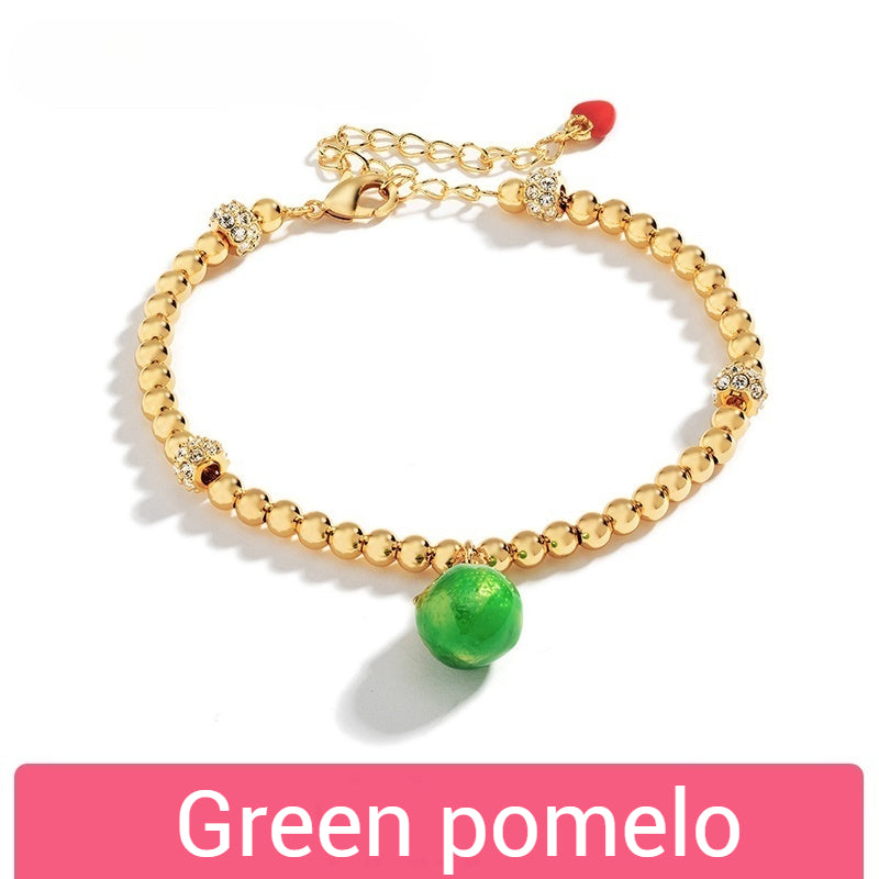 Customized Hand-Painted Enamel Fruit 4th Fruit & Flower Wedding Bracelet - 18K Gold-Plated