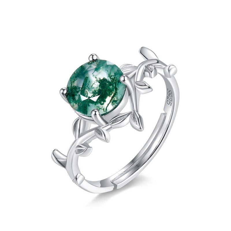 New Style Moss Agate Open Ring