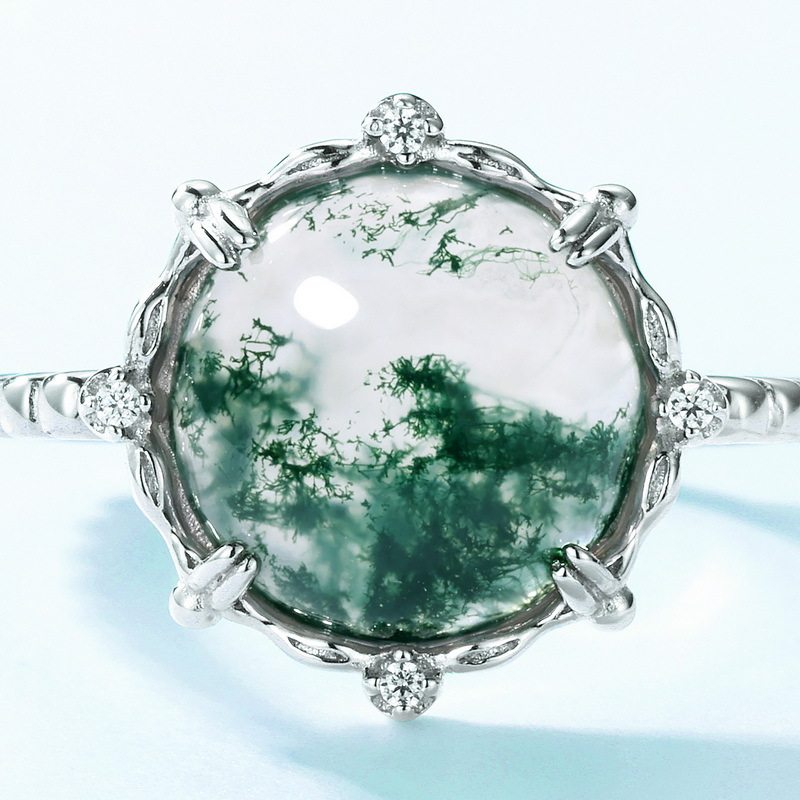 Charming Moss Agate Open Ring