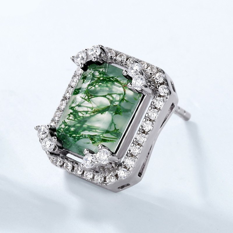 Moss Agate Earrings Unisex