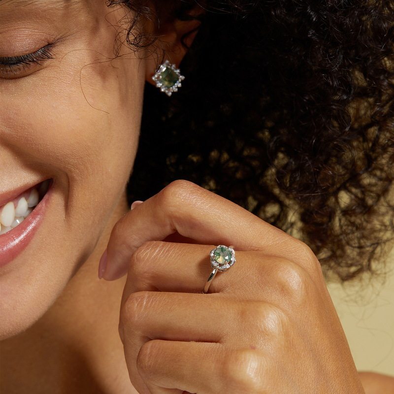 New Style Fashionable Moss Agate Open Ring