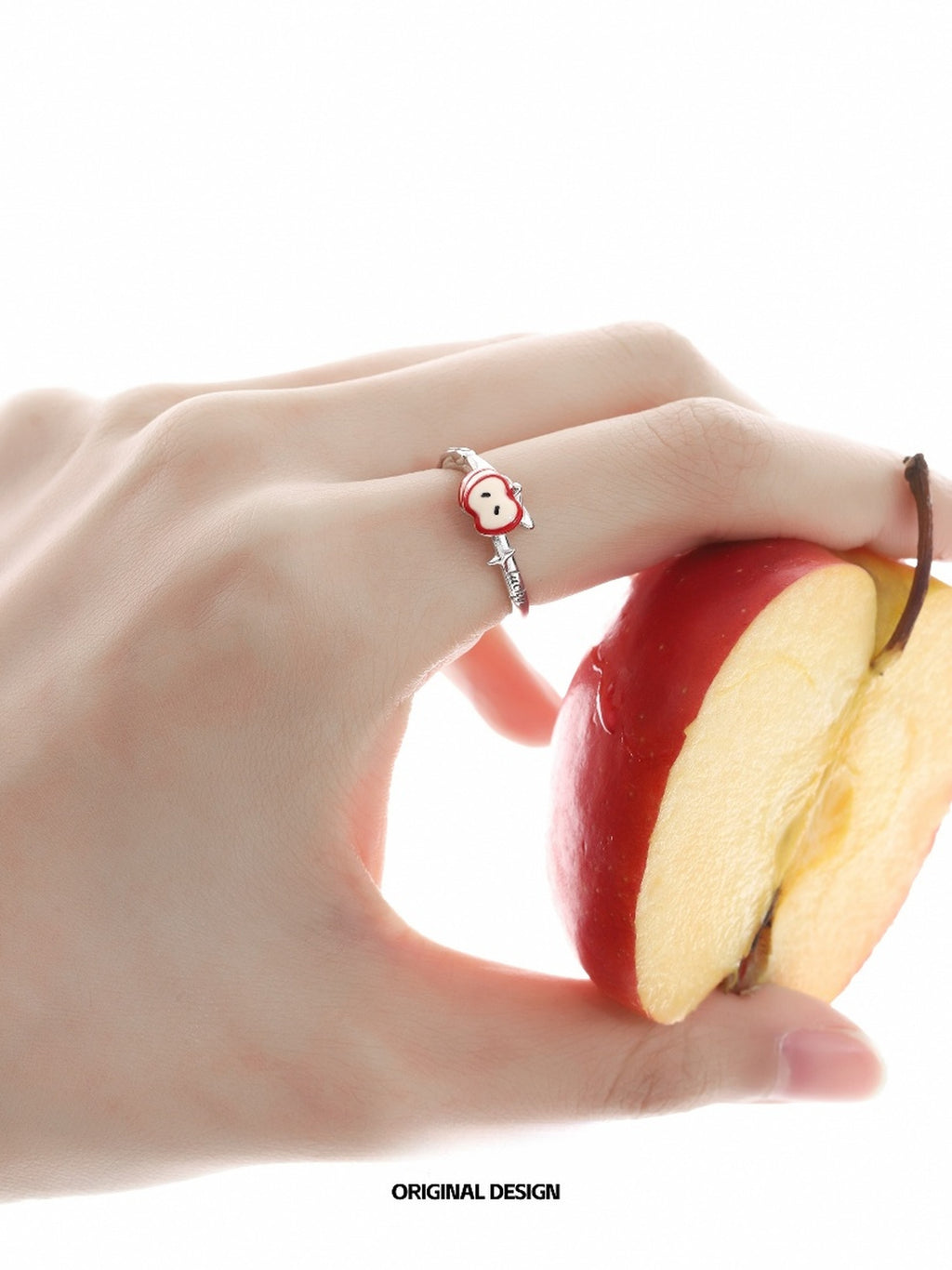 925 Silver Apple Slice Ring – 4th Anniversary Gift for Her