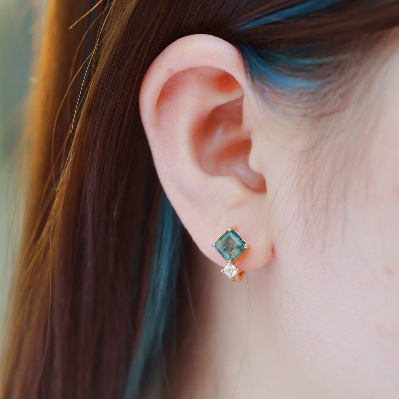 Moss Stone Geometric Fashion Earrings Unisex