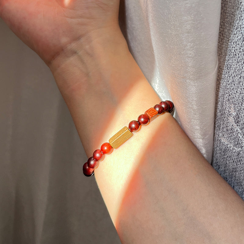 Customized Rosewood & Sandalwood Couple Bracelets - 5th Anniversary Engraved