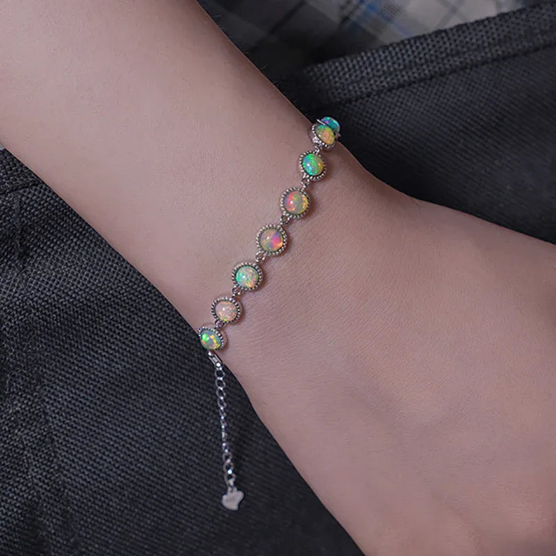 Natural Opal S925 Silver Vintage Crafted Bracelet - OOAKB