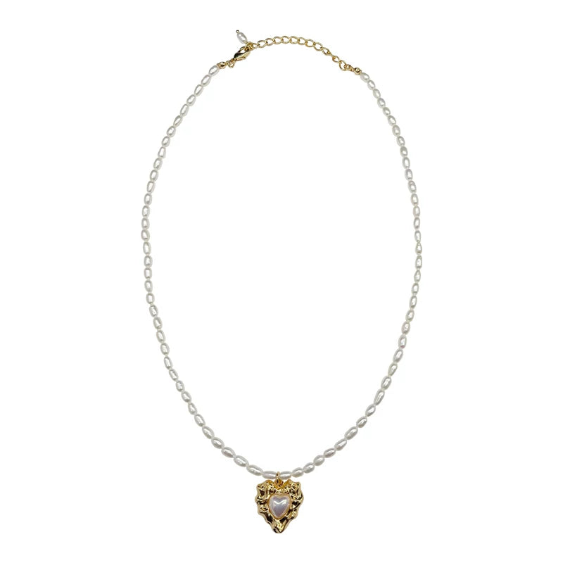 Natural Freshwater Heart-Shaped Pearl Collarbone Chain