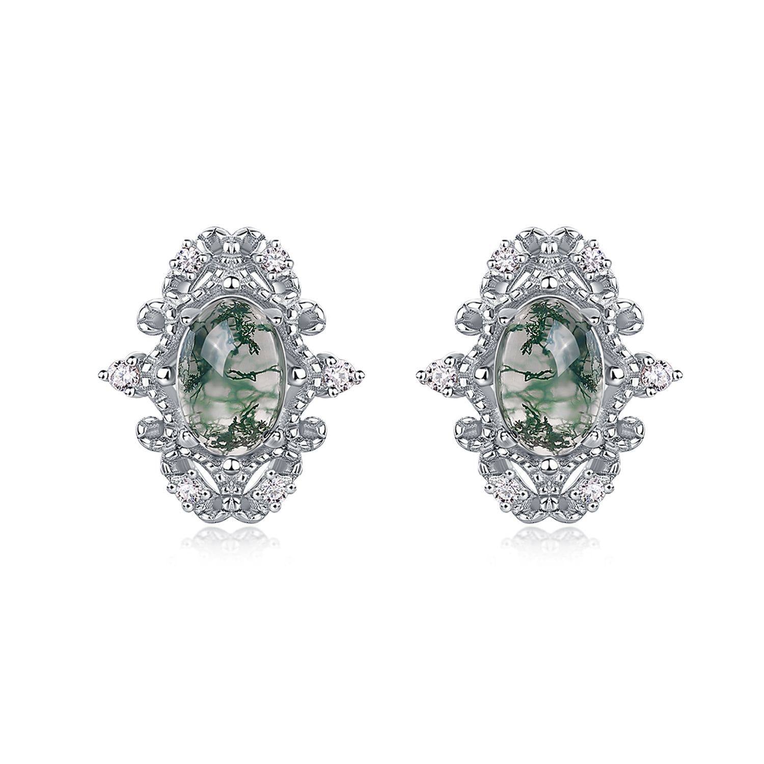 Moss Agate Elegant Exquisite Earrings Unisex