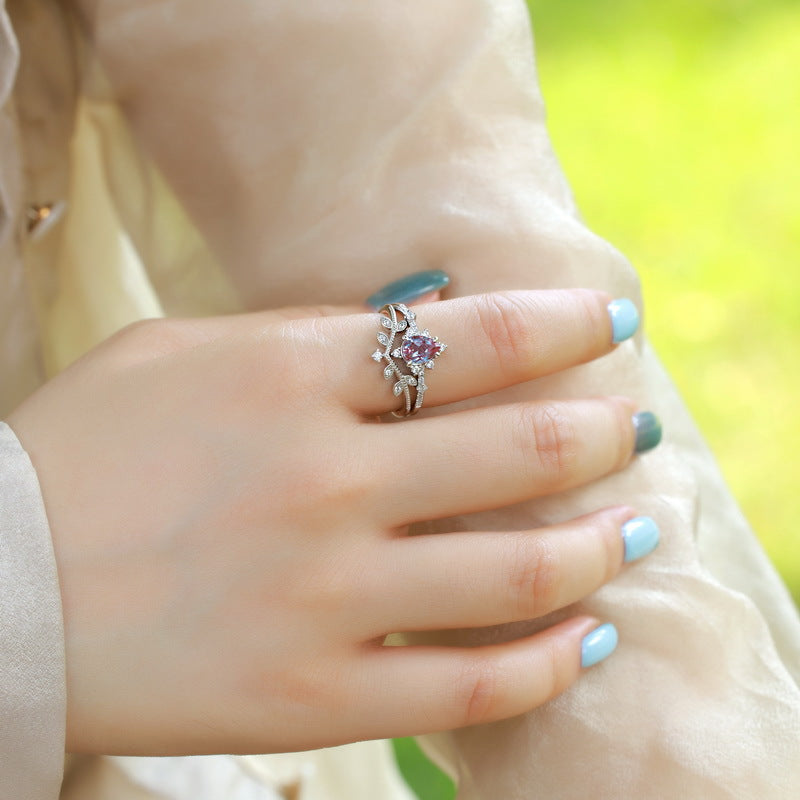 Alexandrite Teardrop Ring Women's Style