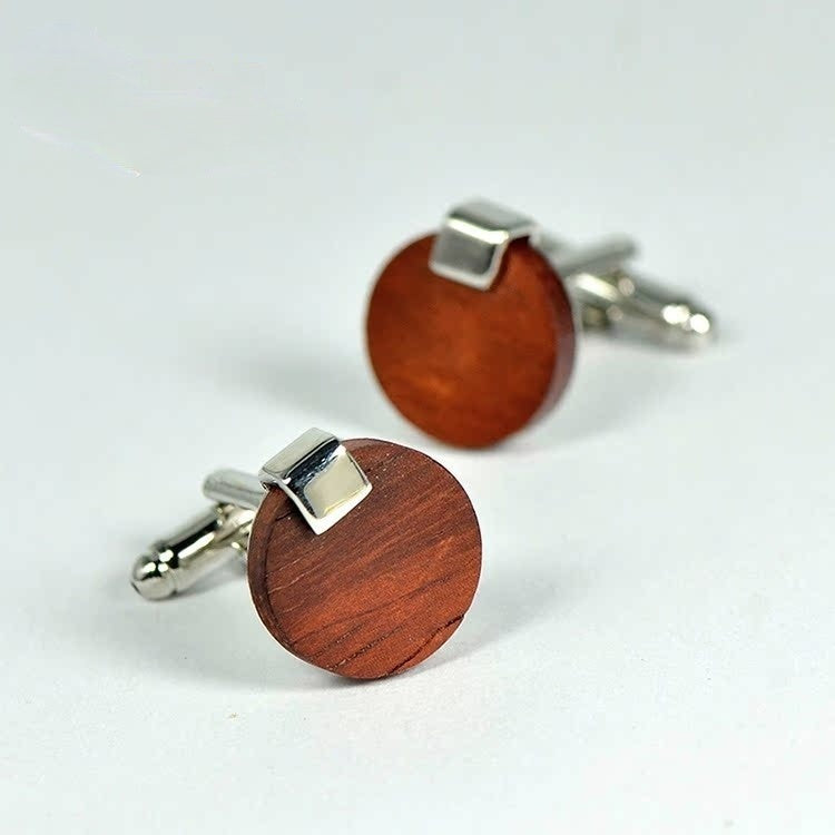 Customized Redwood Men’s Cufflinks - 5th Anniversary Handcrafted with Gift Card