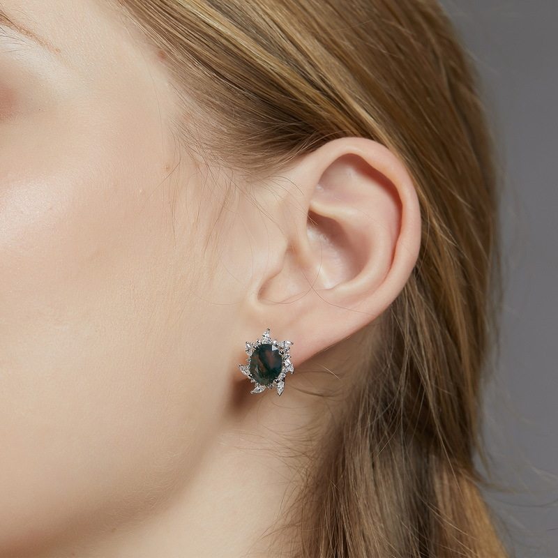 New Style Fashionable Moss Agate Earrings