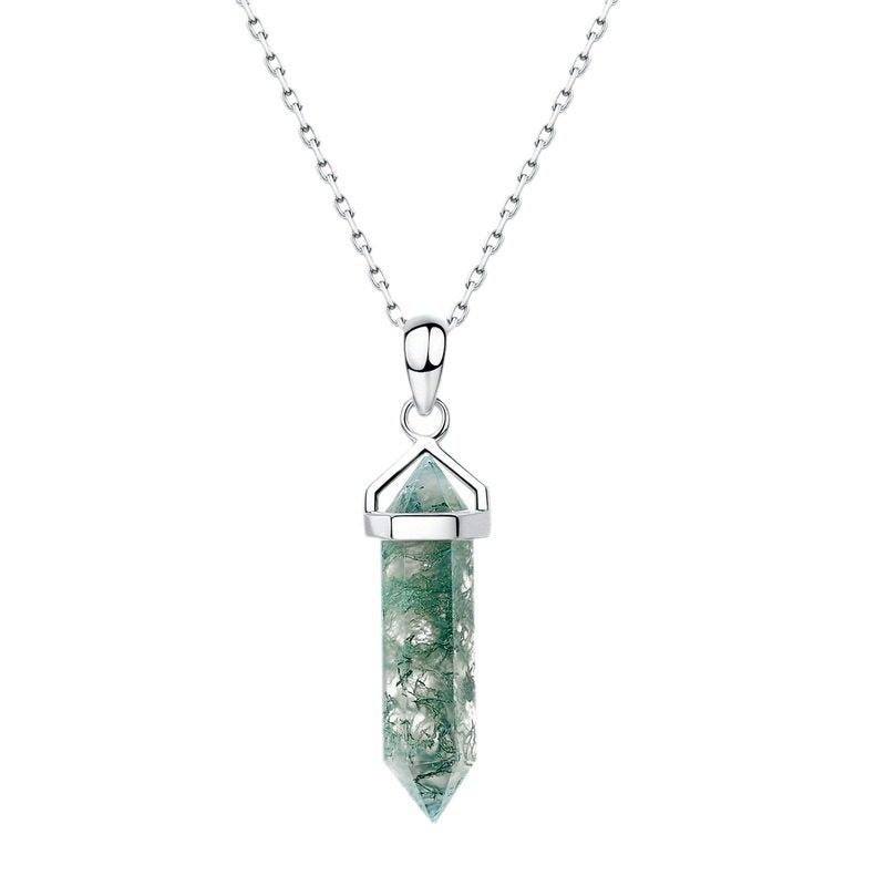 Bullet Head Moss Agate Pendant