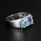 925 Sterling Silver Topaz Men's Ring 4.6ct