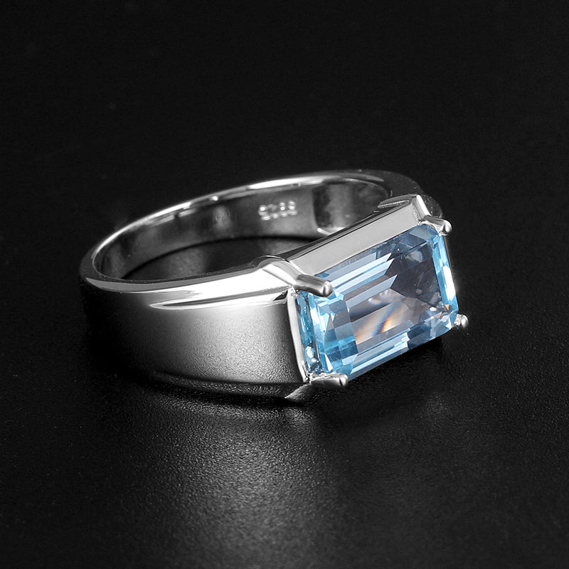 925 Sterling Silver Topaz Men's Ring 4.6ct