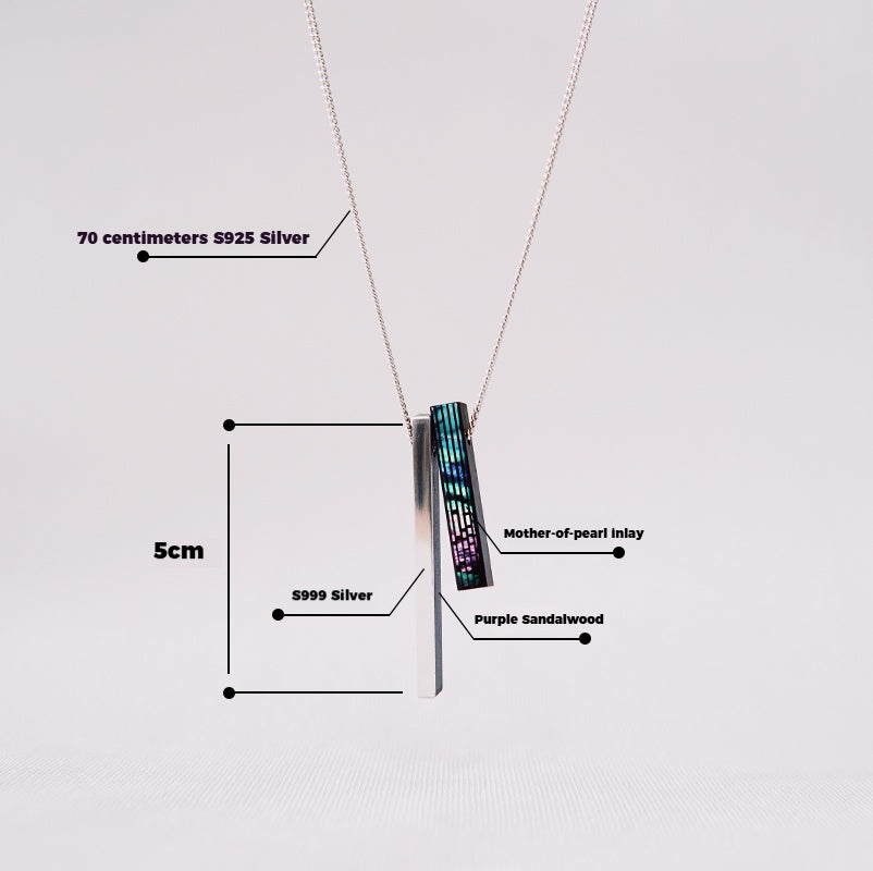 Customized Rosewood & S925 Silver Mother-of-Pearl Pendant Necklace - 5th Anniversary Engraved