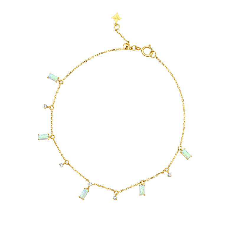 Blue Opal 14K Gold Square Bracelet