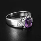 Silver Amethyst Men's Ring 2ct 7*9mm
