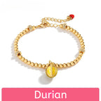 Customized Hand-Painted Enamel Fruit 4th Fruit & Flower Wedding Bracelet - 18K Gold-Plated
