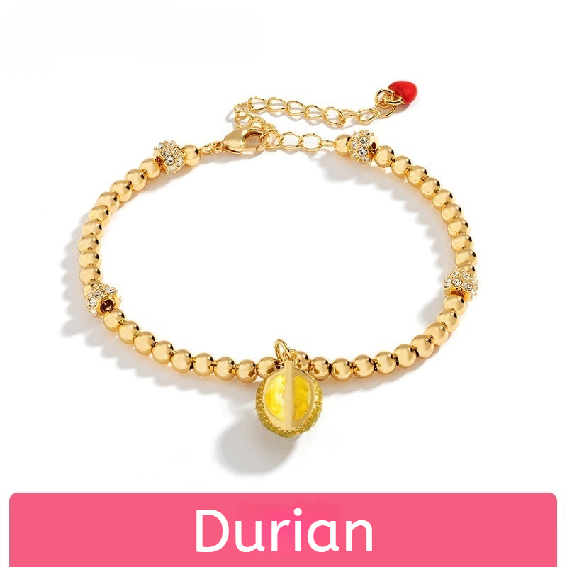 Customized Hand-Painted Enamel Fruit 4th Fruit & Flower Wedding Bracelet - 18K Gold-Plated