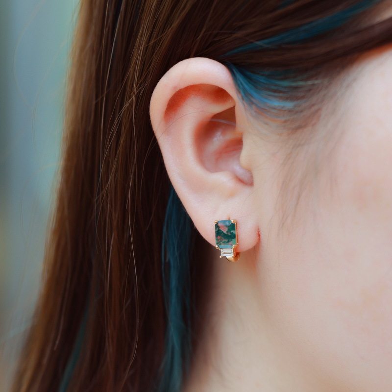 Geometric Moss Agate Earrings