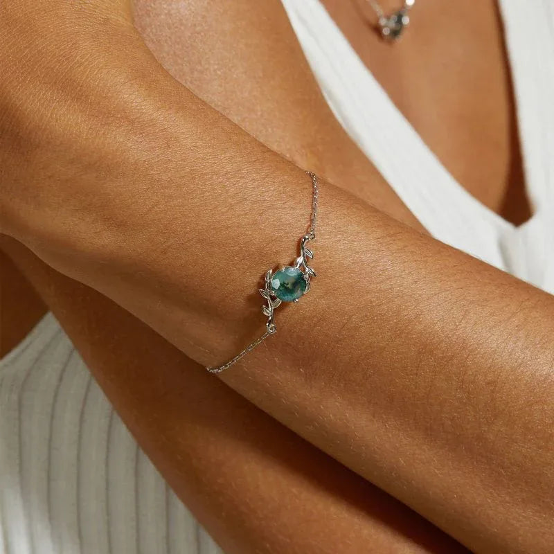Moss Agate Flower Leaf Series Bracelet - OOAKB