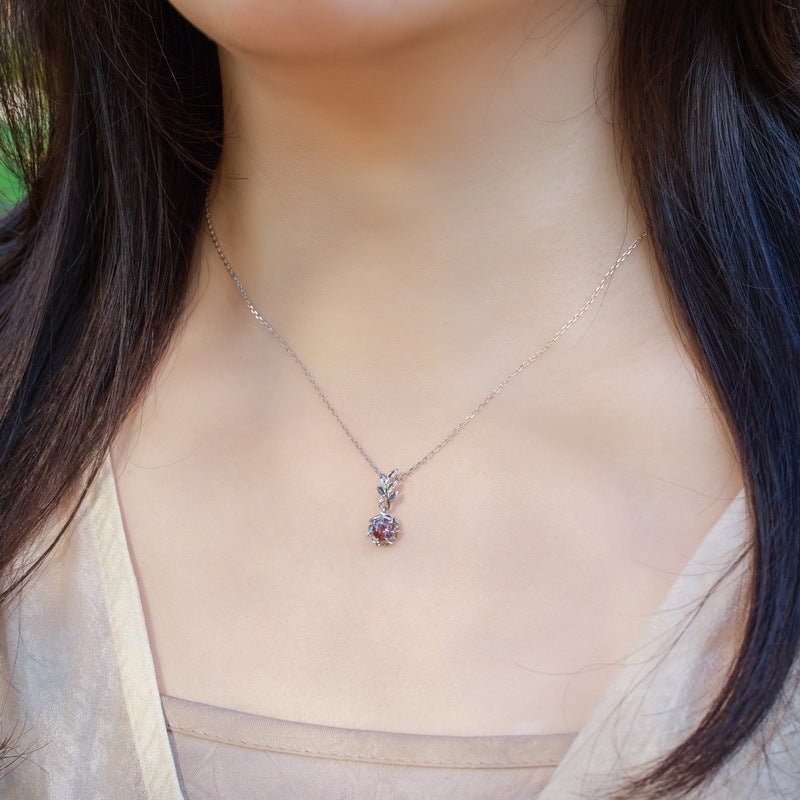 Alexandrite Flower Necklace Women's Style