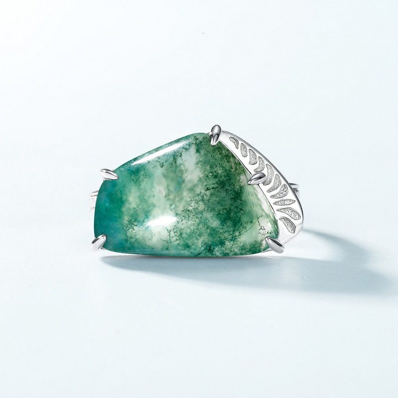 Fashion Stackable Moss Agate Ring