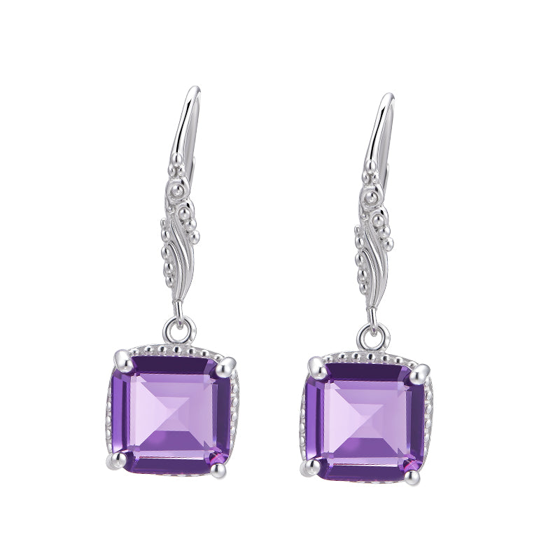 Lilac Series Square Sugar Amethyst Earrings