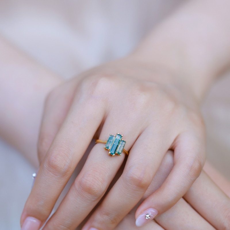 Moss Agate Index Finger Ring