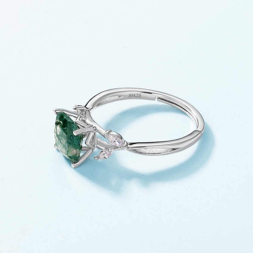 Olive Branch Moss Agate Ring