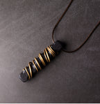 Handmade Ebony Wood & Antique Brass Pendant Necklace, alternate angled product view