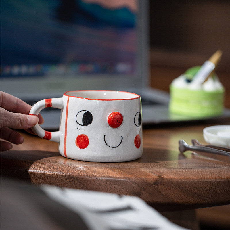 Personalized Smiling Face Porcelain Couple Mug Set – Custom Initials & Date | 2nd & 9th Anniversary Gift