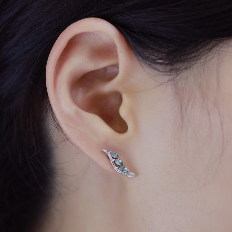 Personality Leaf Moss Agate Unisex Earrings