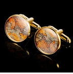 Customized Brass Vintage Map Cufflinks - 7th Anniversary Gold-Plated
