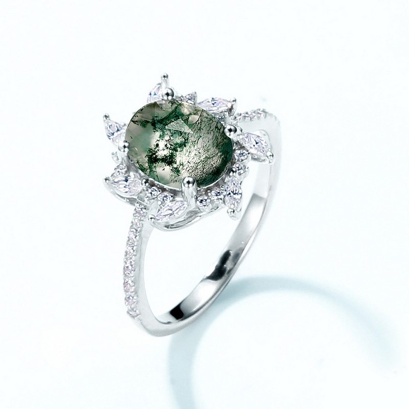 Light Luxury Moss Agate Ring